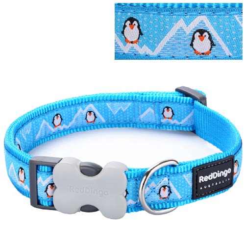 Christmas Dog Collar - Penguin Turquoise