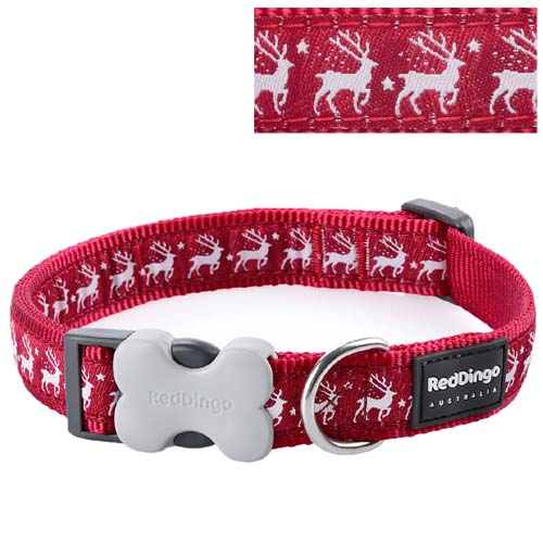 Christmas Dog Collar - Reindeer Red
