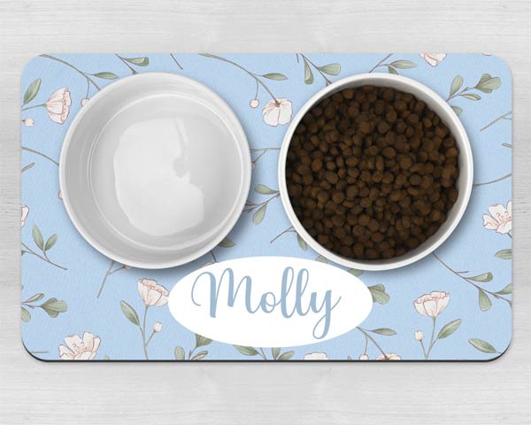 Personalised Dog Bowl Mat - Floral