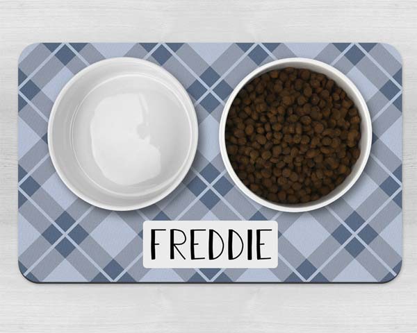 Personalised Dog Bowl Mat - Tartan