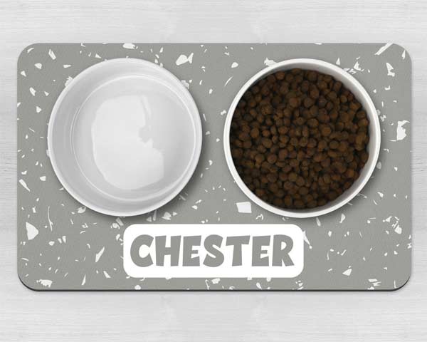 Personalised Dog Bowl Mat - Terrazzo