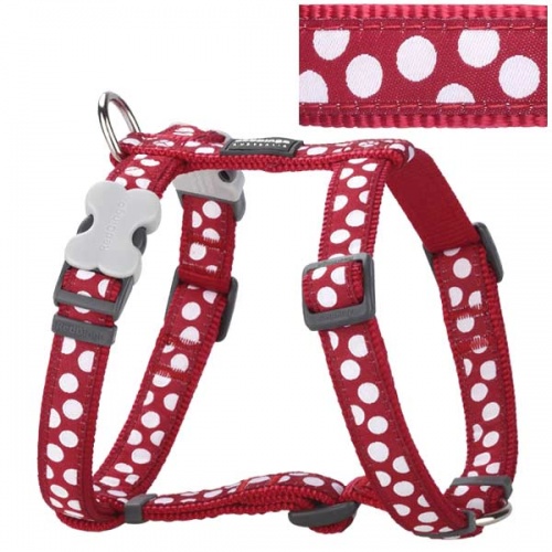 Red Dingo Dog Harness White Spots on Red