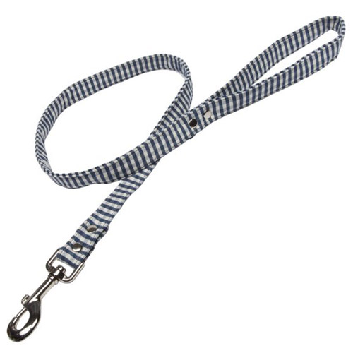 Fabric Dog Lead Blue Gingham