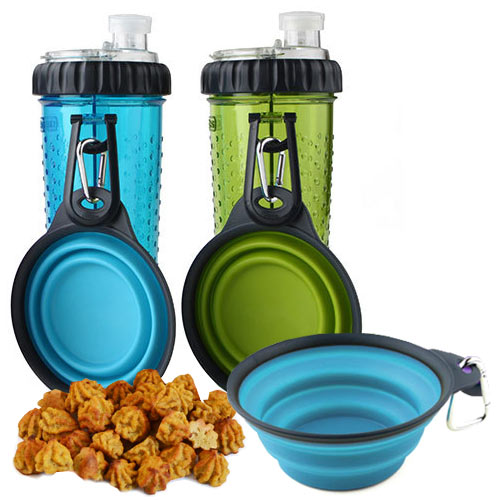 Snack-Duo Dog Water & Treat Bottle