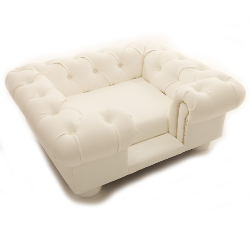 Balmoral White Faux Leather Dog Sofa