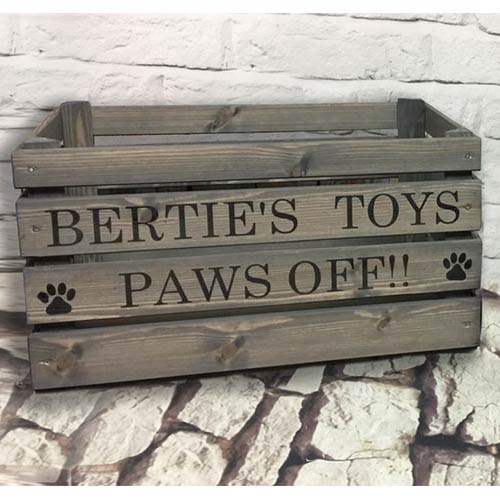 Personalised Wooden Dog Toy Box