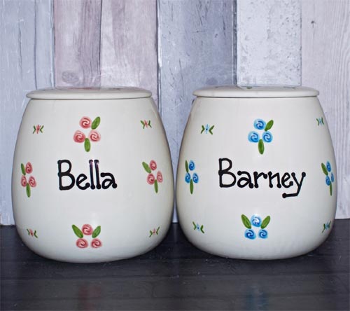 Personalised Ceramic Dog Treat Jar - Roses