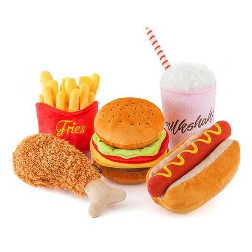 Fast Food Dog Toys - Hot Dog, Fries, Burger, Milkshake