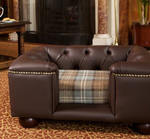 Sandringham Brown Leather Dog Bed