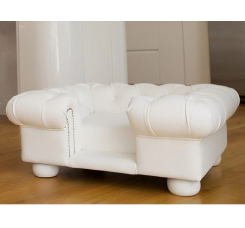 Balmoral White Faux Leather Dog Sofa