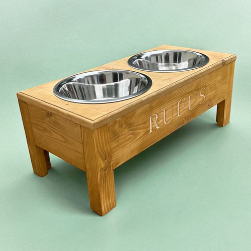 Personalised Wooden Raised Dog Feeder