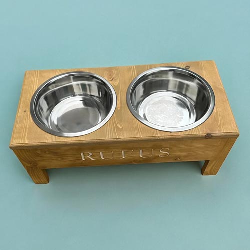 Personalised Wooden Raised Dog Feeder