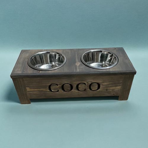 Personalised Wooden Raised Dog Feeder