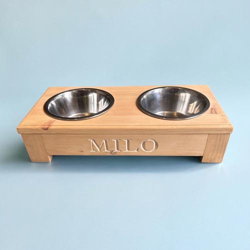 Personalised Wooden Raised Dog Feeder