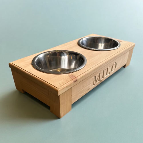 Personalised Wooden Raised Dog Feeder