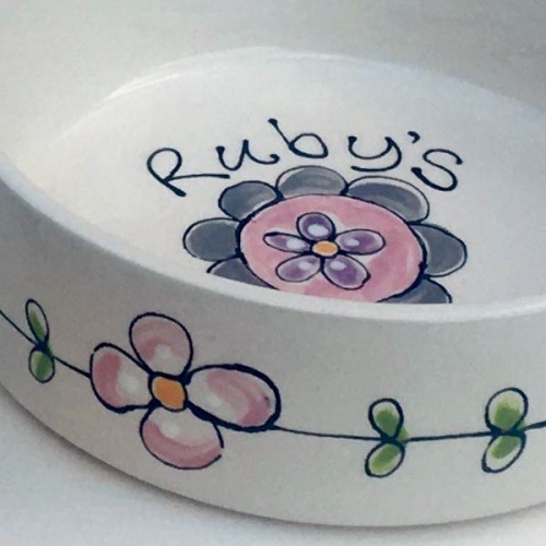 Personalised Flower Design Dog Bowl