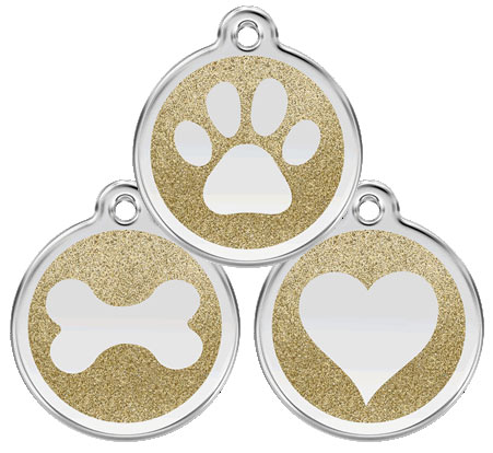 Glitter Enamel Gold Dog Tag - Large