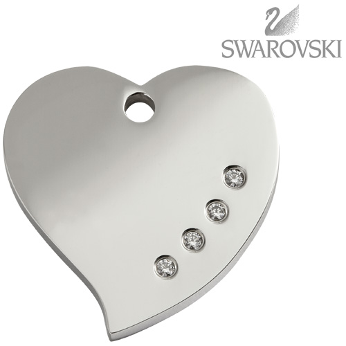 Swarovski Diamante Dog Tag - Large Heart