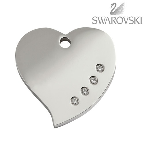 Swarovski Diamante Dog Tag - Medium Heart