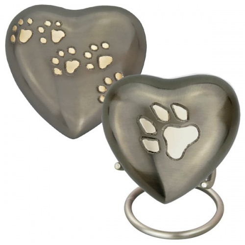 Heart Keepsake Pet Urns - Paw Prints