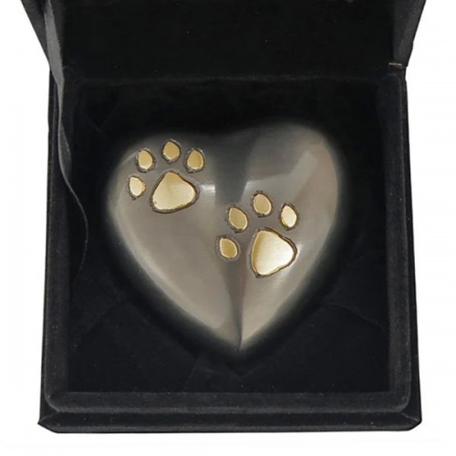 Heart Keepsake Pet Urns - Paw Prints