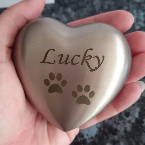 Personalised Keepsake Heart Pet Urn - Pewter