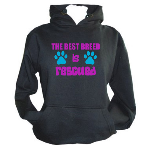 Unisex Slogan Hoodie - The Best Breed is Rescued