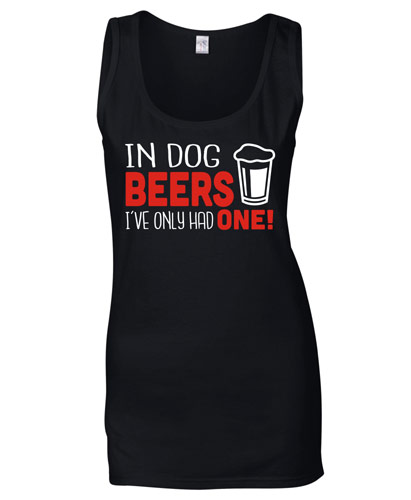 Women's Slogan Tank Top - In Dog Beers I've Only Had One