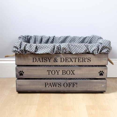 Personalised Wooden Dog Toy Box Toy Storage Box D for Dog