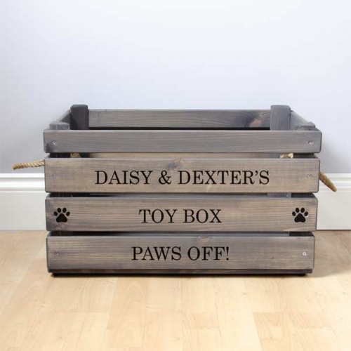 Personalised Wooden Dog Toy Box Toy Storage Box D for Dog