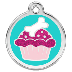 Cupcake Glitter Dog ID Tag - Large