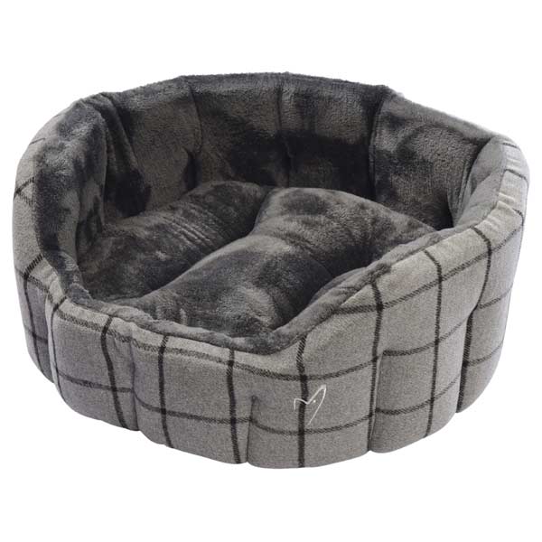 Grey check dog clearance bed