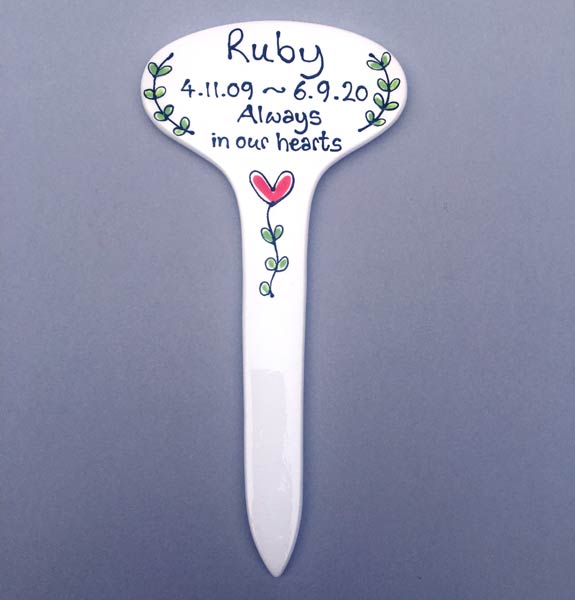 Ceramic Personalised Pet Grave Marker UK Hand Painted