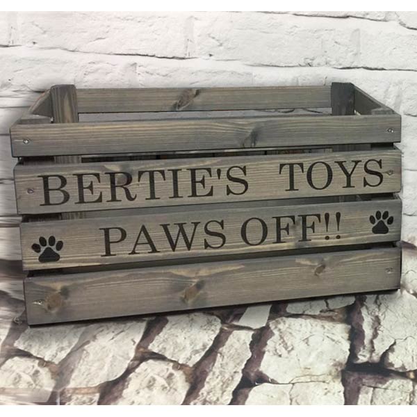 Personalised Wooden Dog Toy Box Toy Storage Box