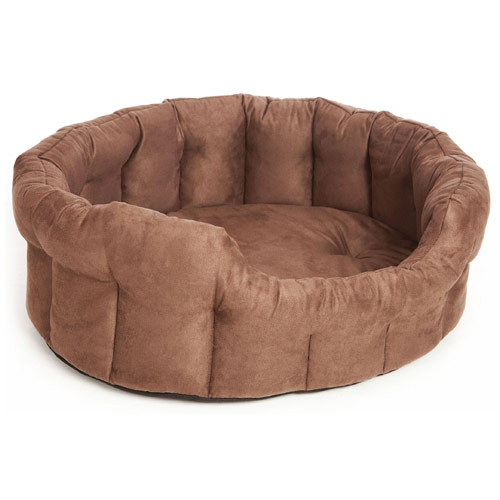 Durable Oval Faux Suede Dog Bed Machine Washable