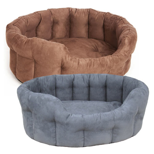 Durable Oval Faux Suede Dog Bed Machine Washable
