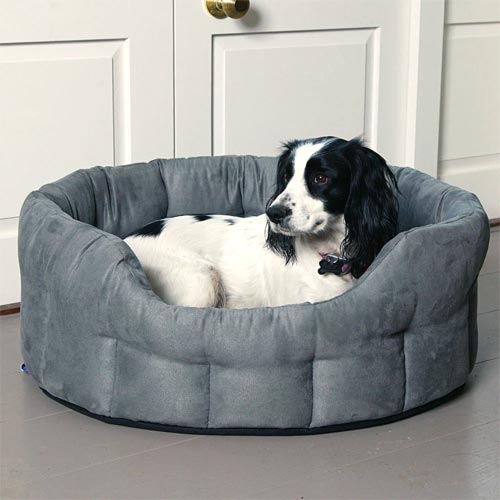 Durable Oval Faux Suede Dog Bed | Machine Washable | UK | D for Dog