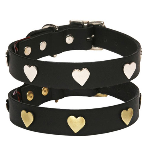 Studded Black Leather Dog Collar UK Made
