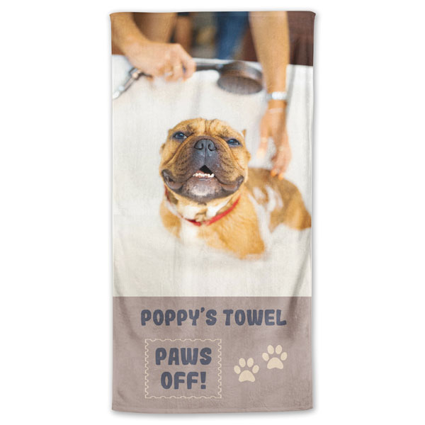 Custom Photo Bath or Beach Dog Towel UK