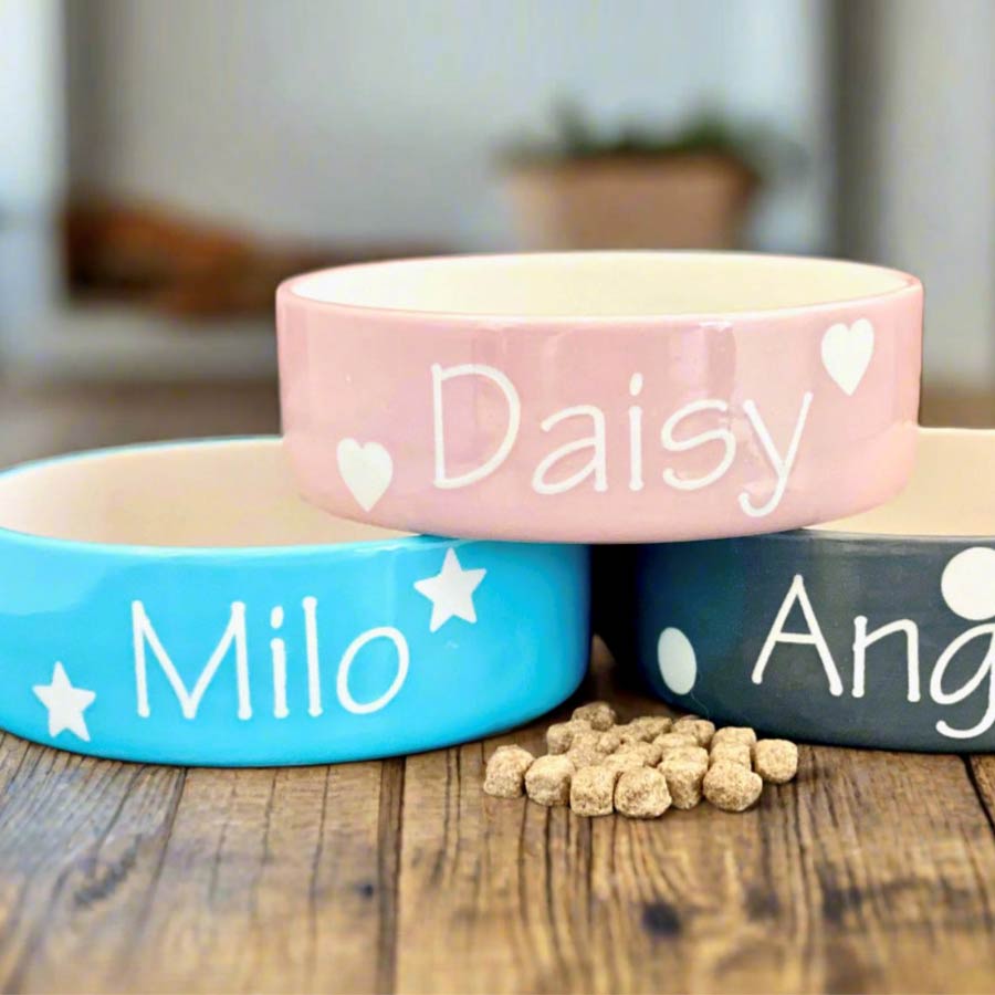 Personalised Dog Treats Jar Retro Polka Ceramic
