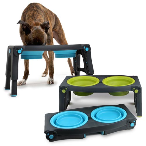 Popware Adjustable Height Elevated Dog Feeder Folds Flat D For Dog