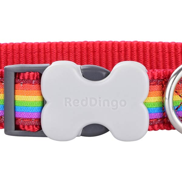 Red Dingo Dog Collar in Colourful Rainbow Design