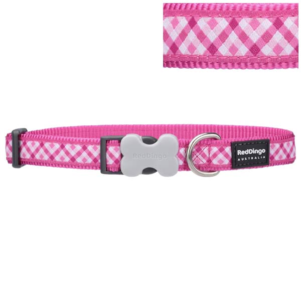 Pink gingham dog collar 2025