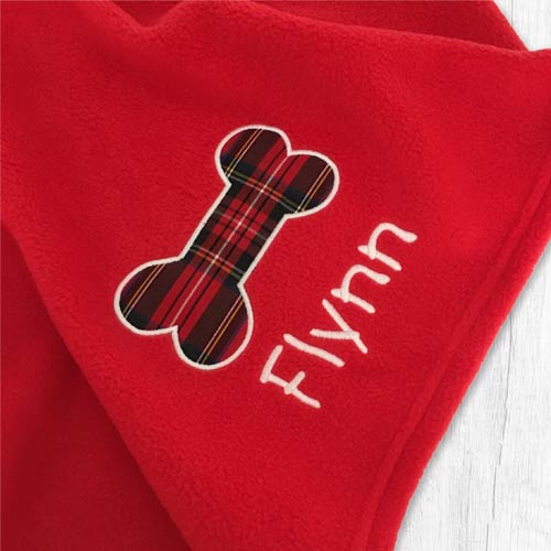 Tartan Bone Personalised Dog Blanket UK Made