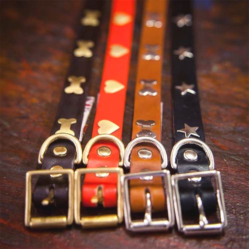 Studded Brown Leather Dog Collar