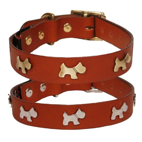 Tan Leather Studded Dog Collars UK