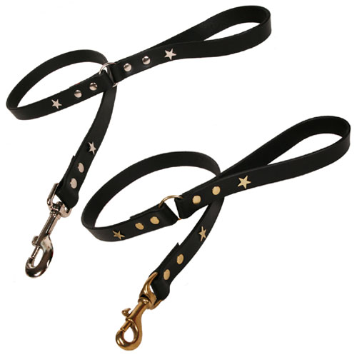 Studded Black Leather Dog Lead