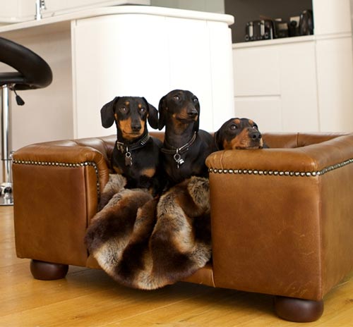 Sandringham Natural Real Leather Dog Bed