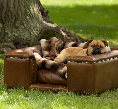 Sandringham Natural Real Leather Dog Bed