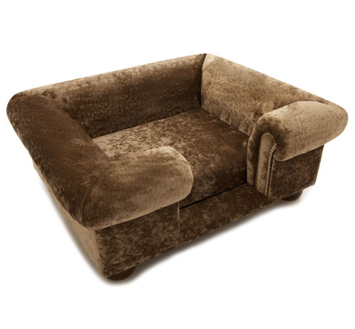 Balmoral Truffle Crushed Velvet Luxury Dog Sofa Bed | D for Dog